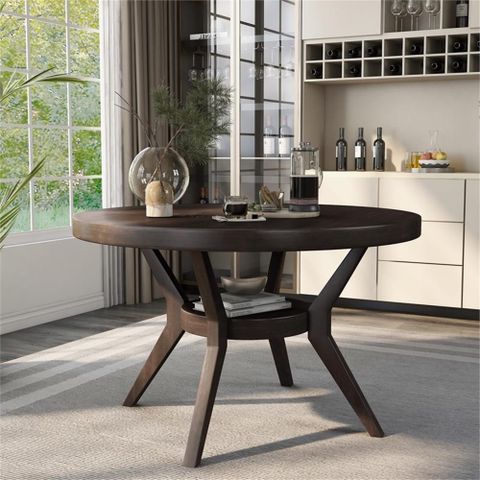 Furniture Of America Urbani Contemporary Wood 1-Shelf Dining Table In ... throughout Furniture Of America Urbani Contemporary Wood 1-Shelf Dining Table In Espresso
